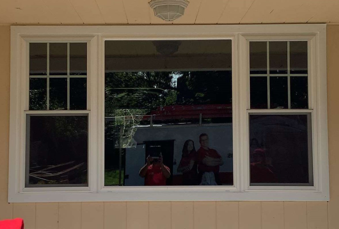 white double hung picture window with grids.